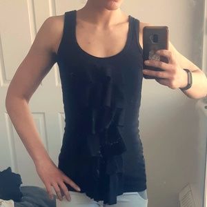 2 for $30 / Black Tank Top with front Ruffle-Finn